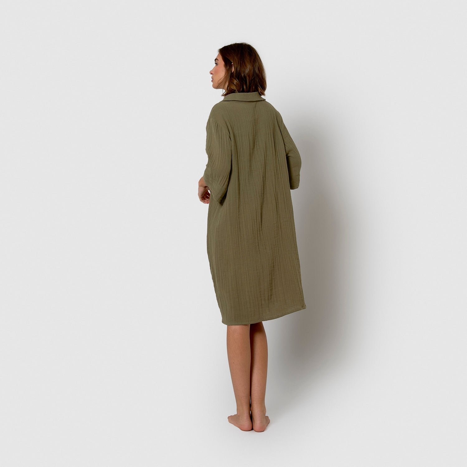 Vestido corto muselina verde cacería