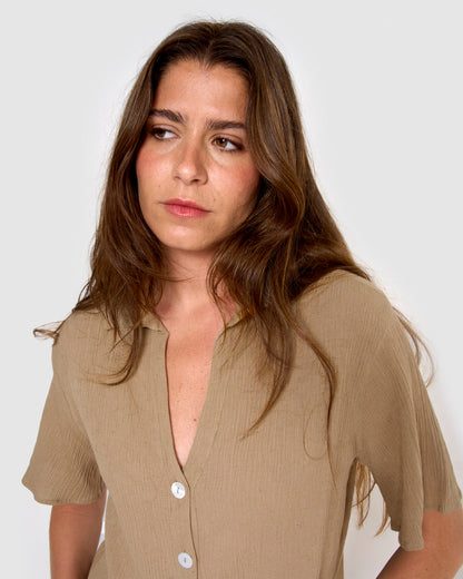 Set de camisa y short de algodón lino cuerda