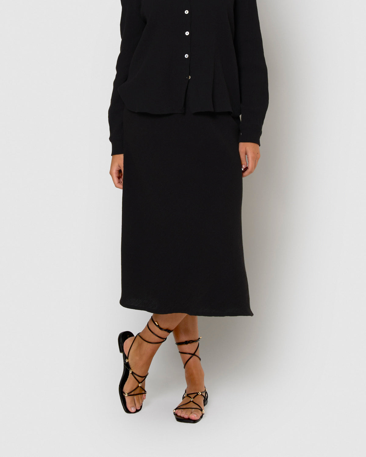 Gonna   midi   in   cotone negro