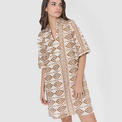 Abito corto in filato bora marrone