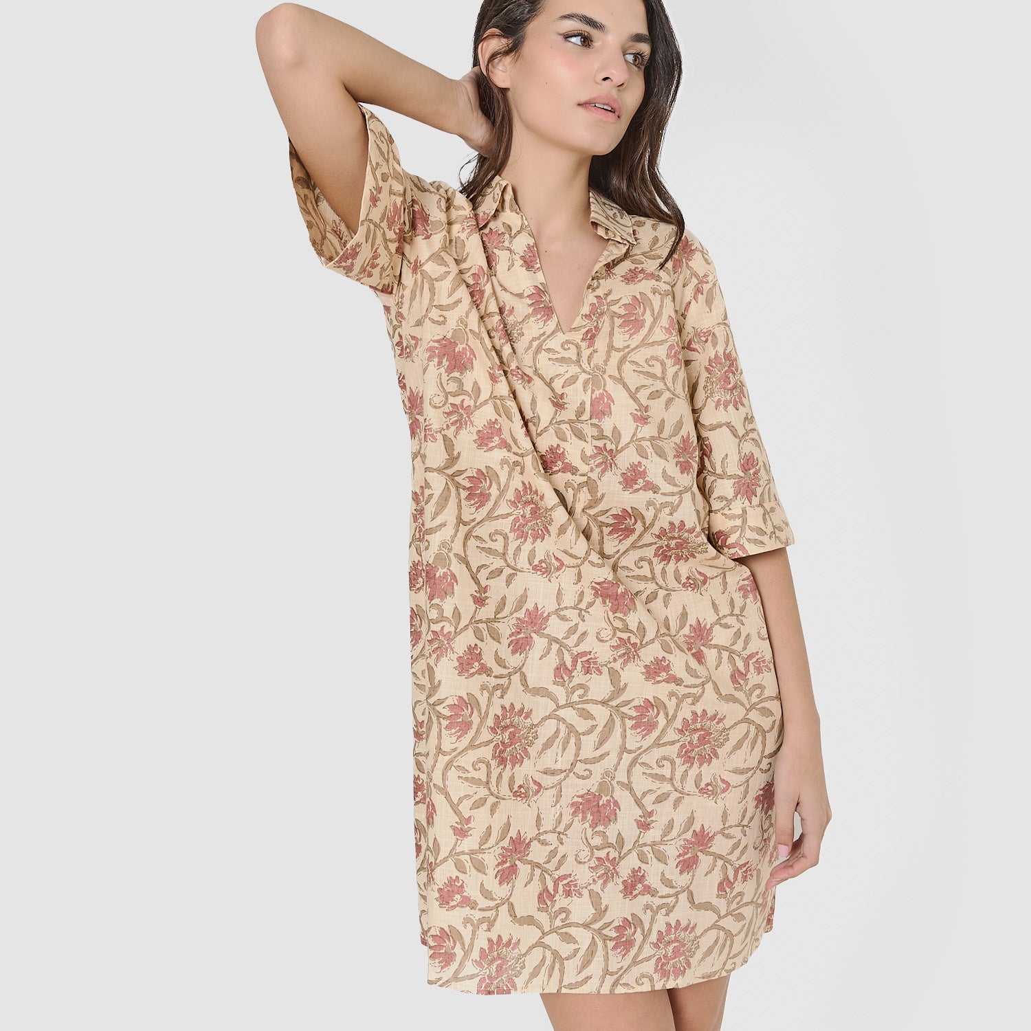 Robe-chemise courte à rosette Teresa/corde