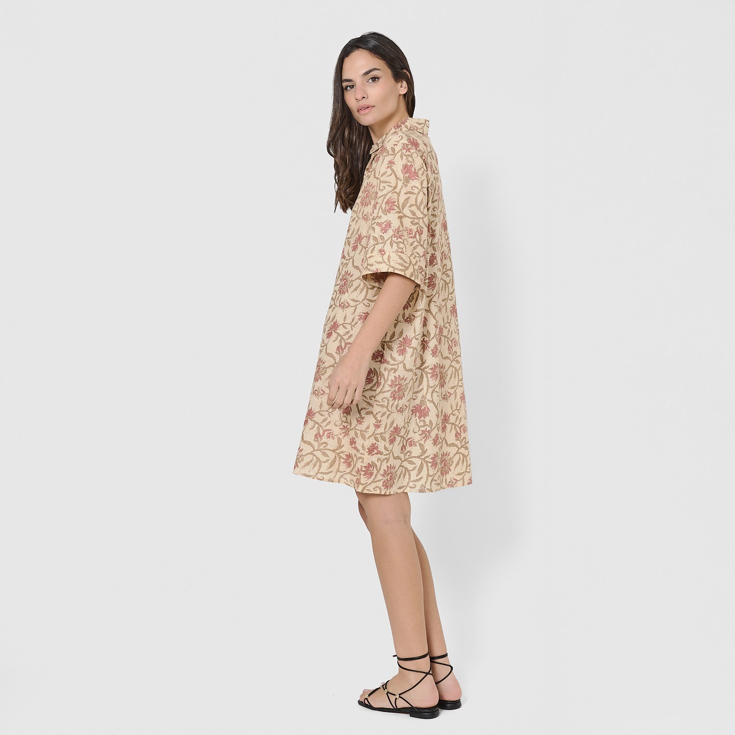 Robe-chemise courte à rosette Teresa/corde