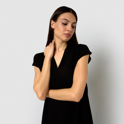 Vestido corto algodón lino negro