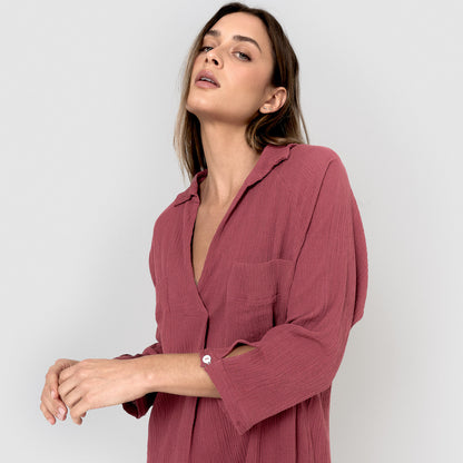 Vestido midi algodón flex malva/rosa