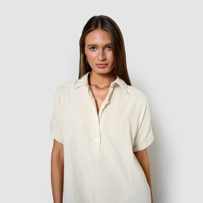Robe midi en mousseline blanche à manches fluides