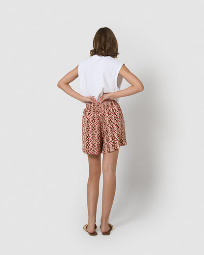Pantalón corto bambula detalles plisados costwolds teja