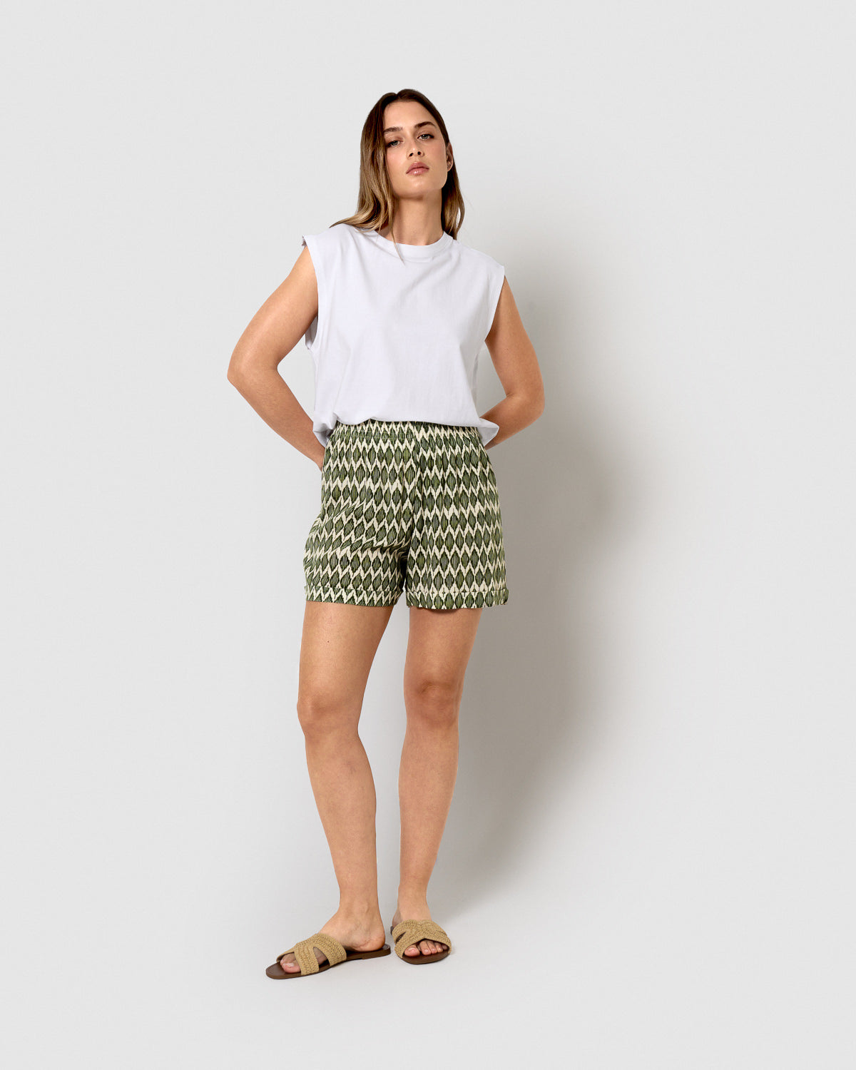Detroit green hunting viscose bambula shorts