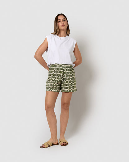 Calções de caça Detroit verde-escuros em viscose bambula