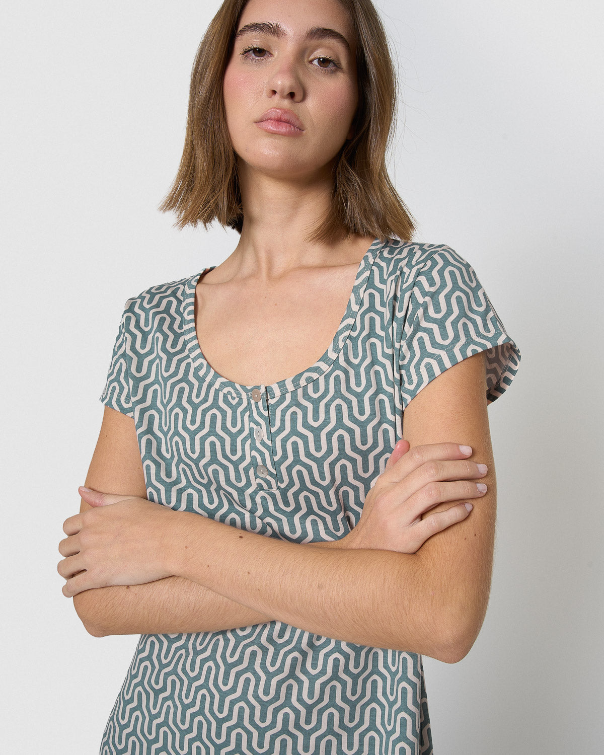 Abito corto in cotone, bustier color acquamarina