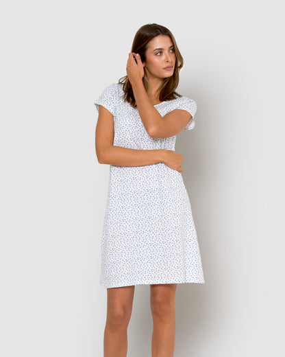 Vestido corto de algodón lilo índigo