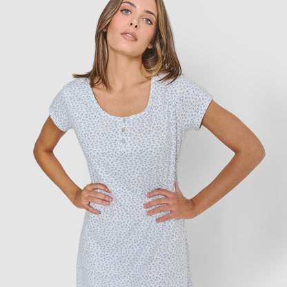 Blusón corto de algodón lilo índigo