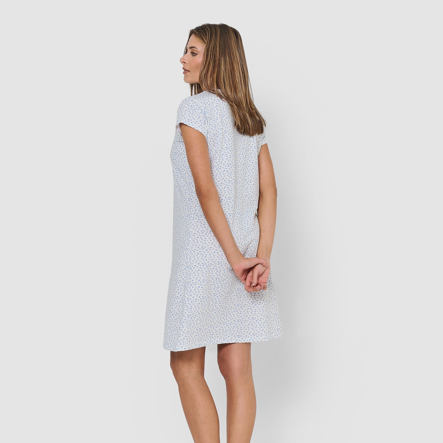 Blusón corto de algodón lilo índigo