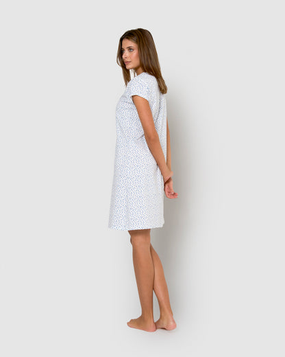 Vestido corto de algodón lilo índigo