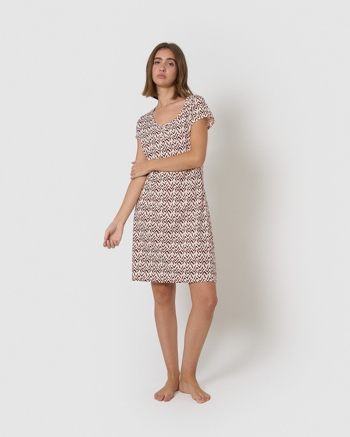 Vestido corto de algodón sheet teja