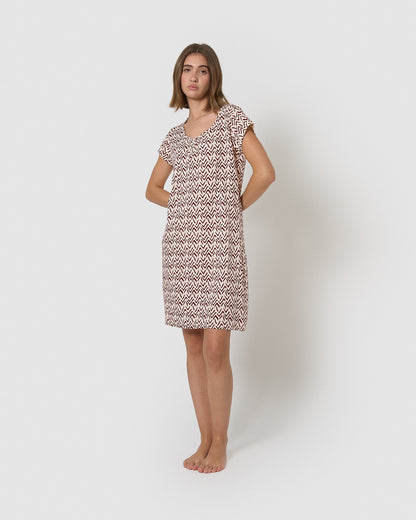 Vestido corto de algodón sheet teja