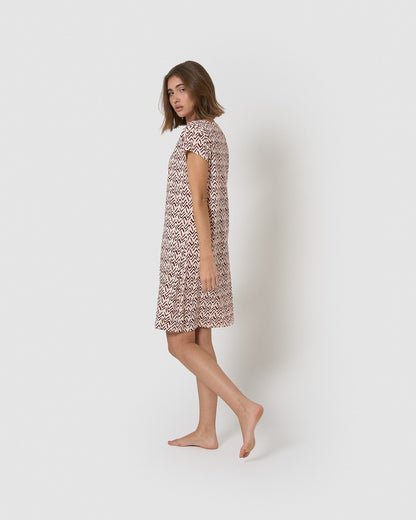 Vestido corto de algodón sheet teja
