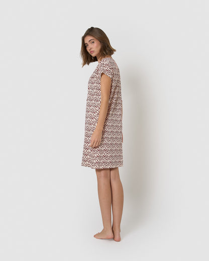 Vestido corto de algodón sheet teja