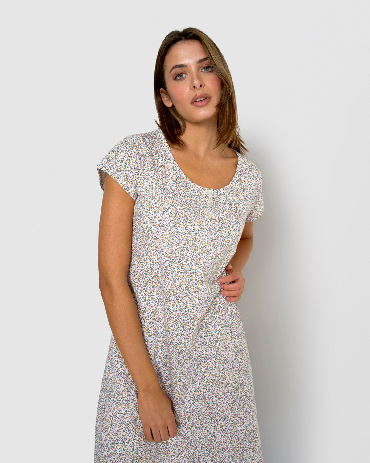 Vestido corto de algodón clarita verde