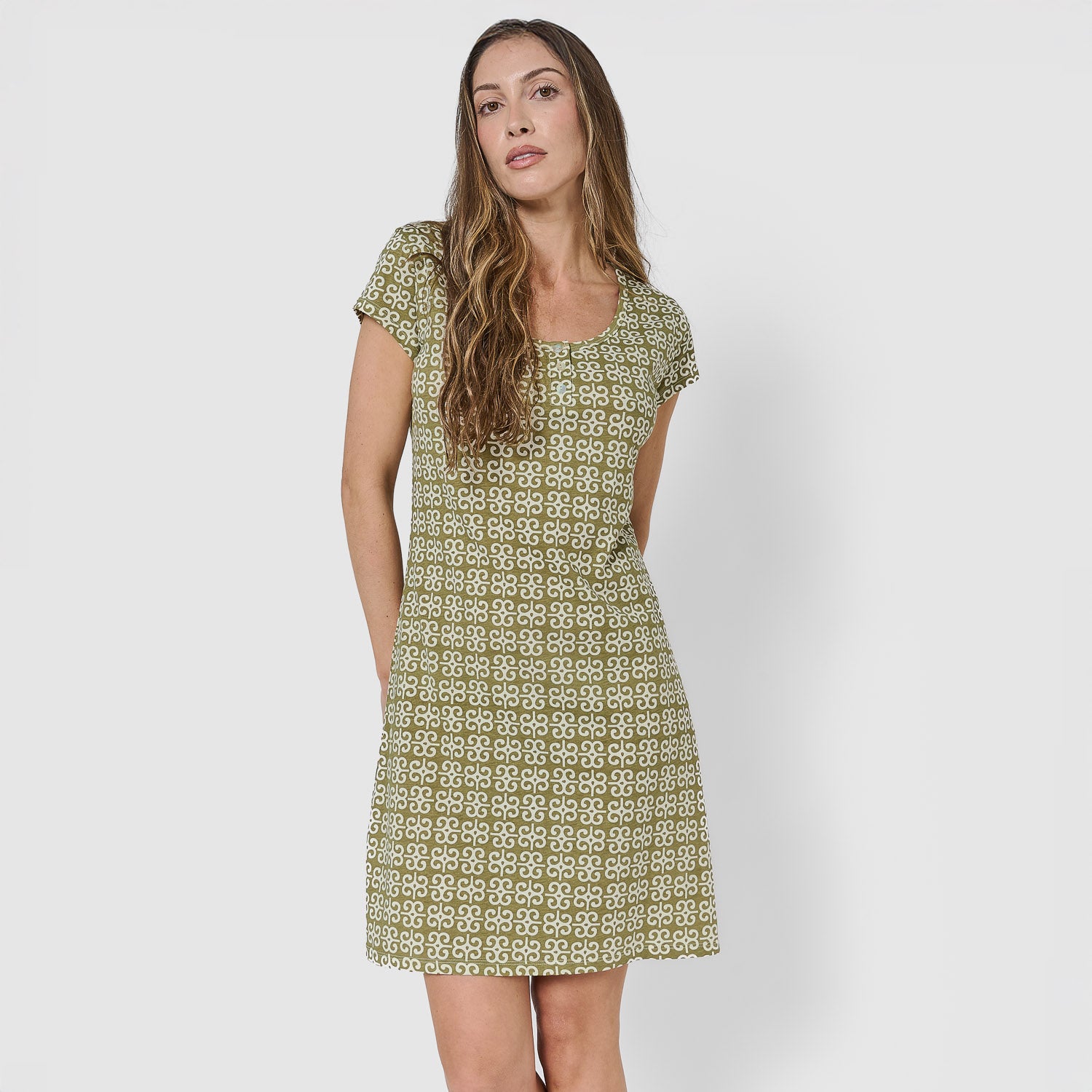 Vestido algodón sagitario verde cacería