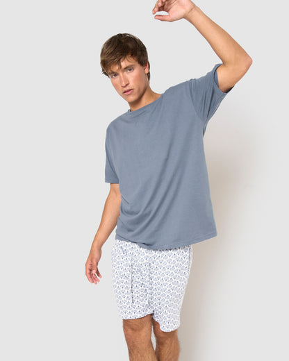 Pijama corto algodón arubi azul