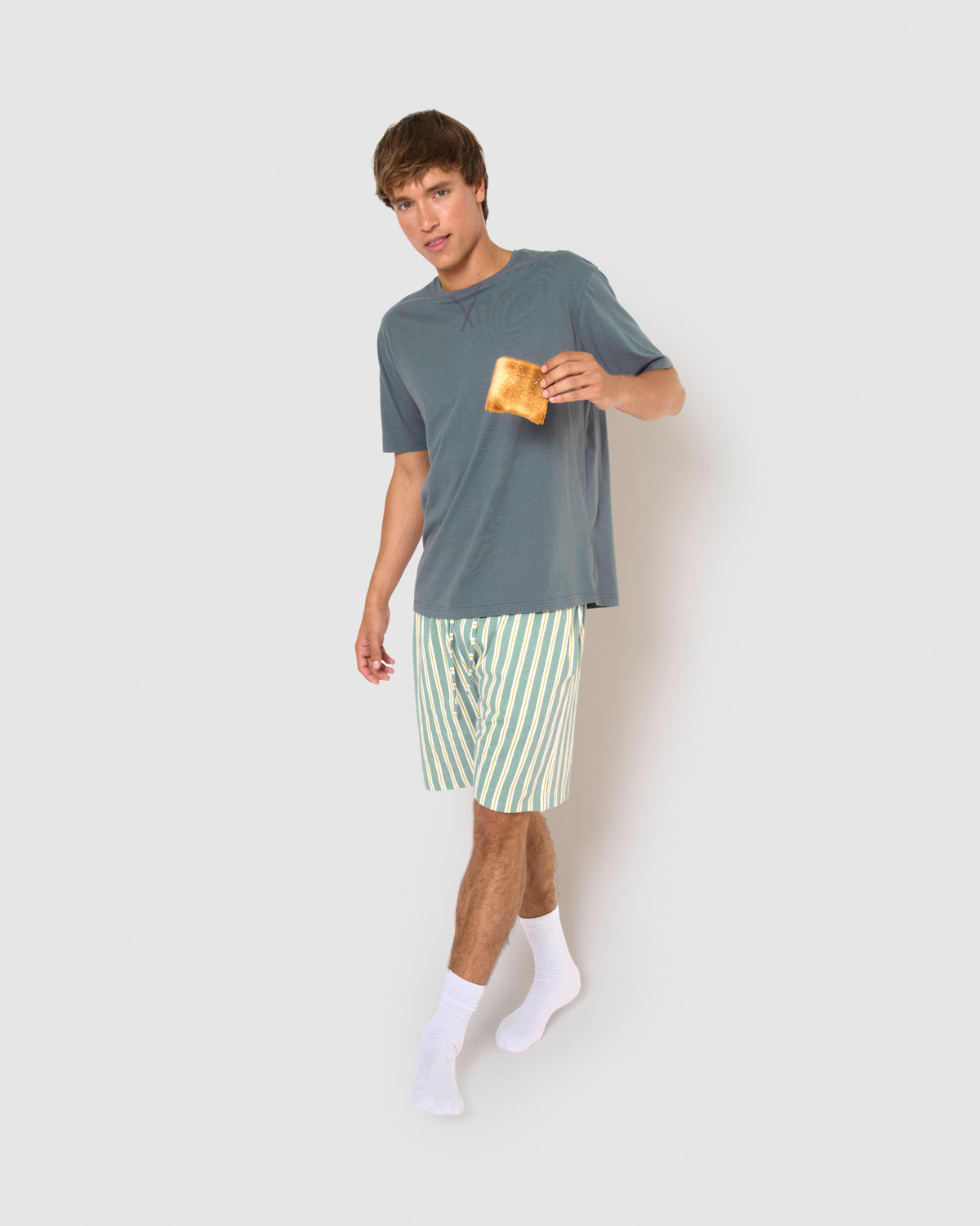 Pijama corto algodón raya schon azul