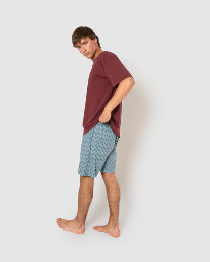 Pijama corto algodón halter burdeos