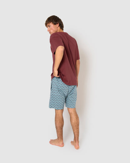 Pijama corto algodón halter burdeos
