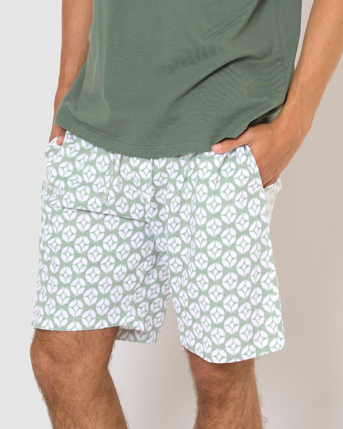 Pijama corto algodón fatuo verde
