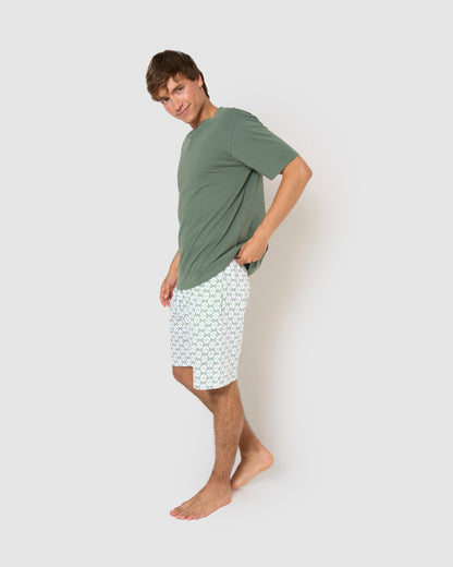 Pijama corto algodón fatuo verde