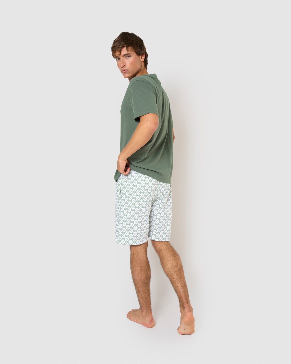 Pijama corto algodón fatuo verde