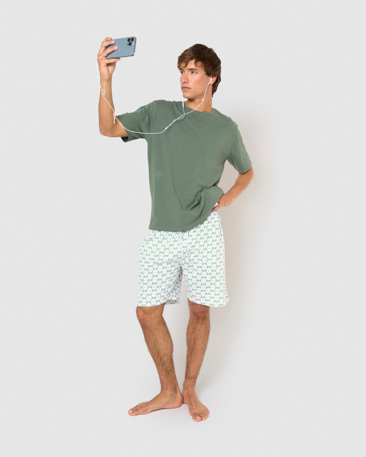 Pijama corto algodón fatuo verde