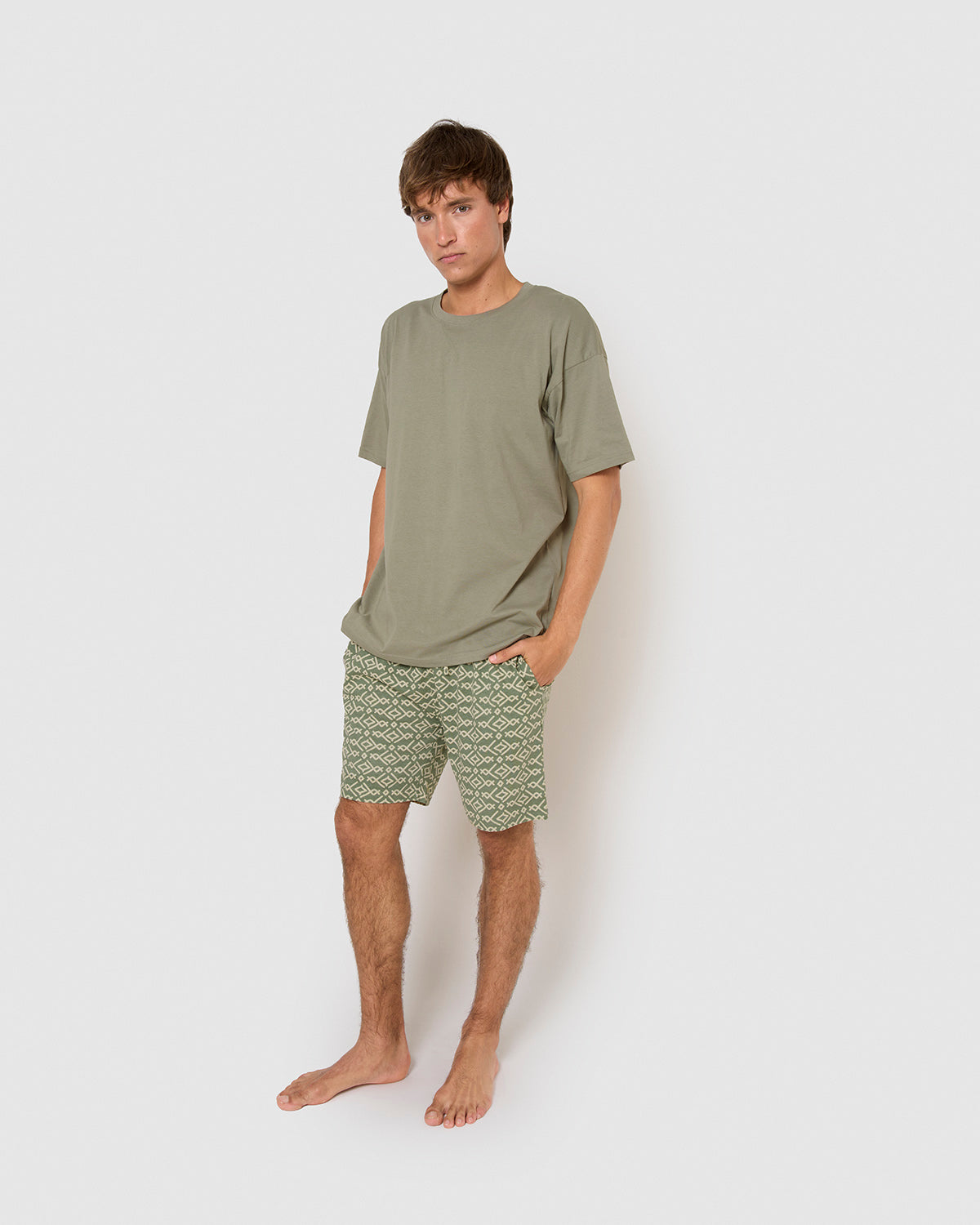 Pijama corto algodón rubio verde