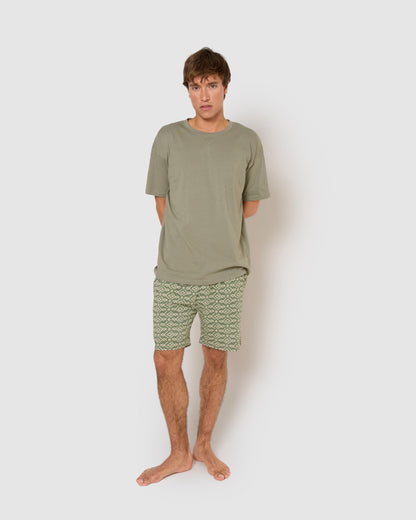 Pijama corto algodón rubio verde