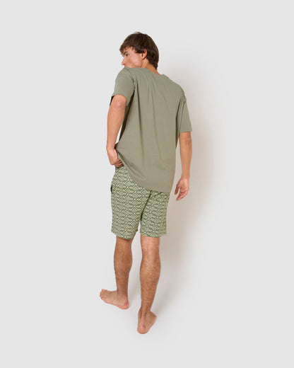 Pijama corto algodón rubio verde