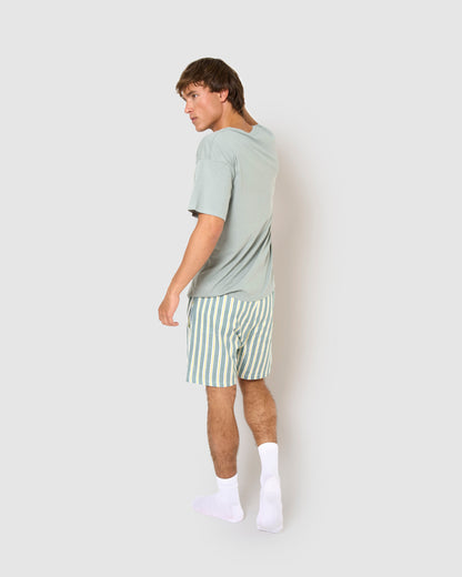 Pijama corto algodón raya schon verde azulado