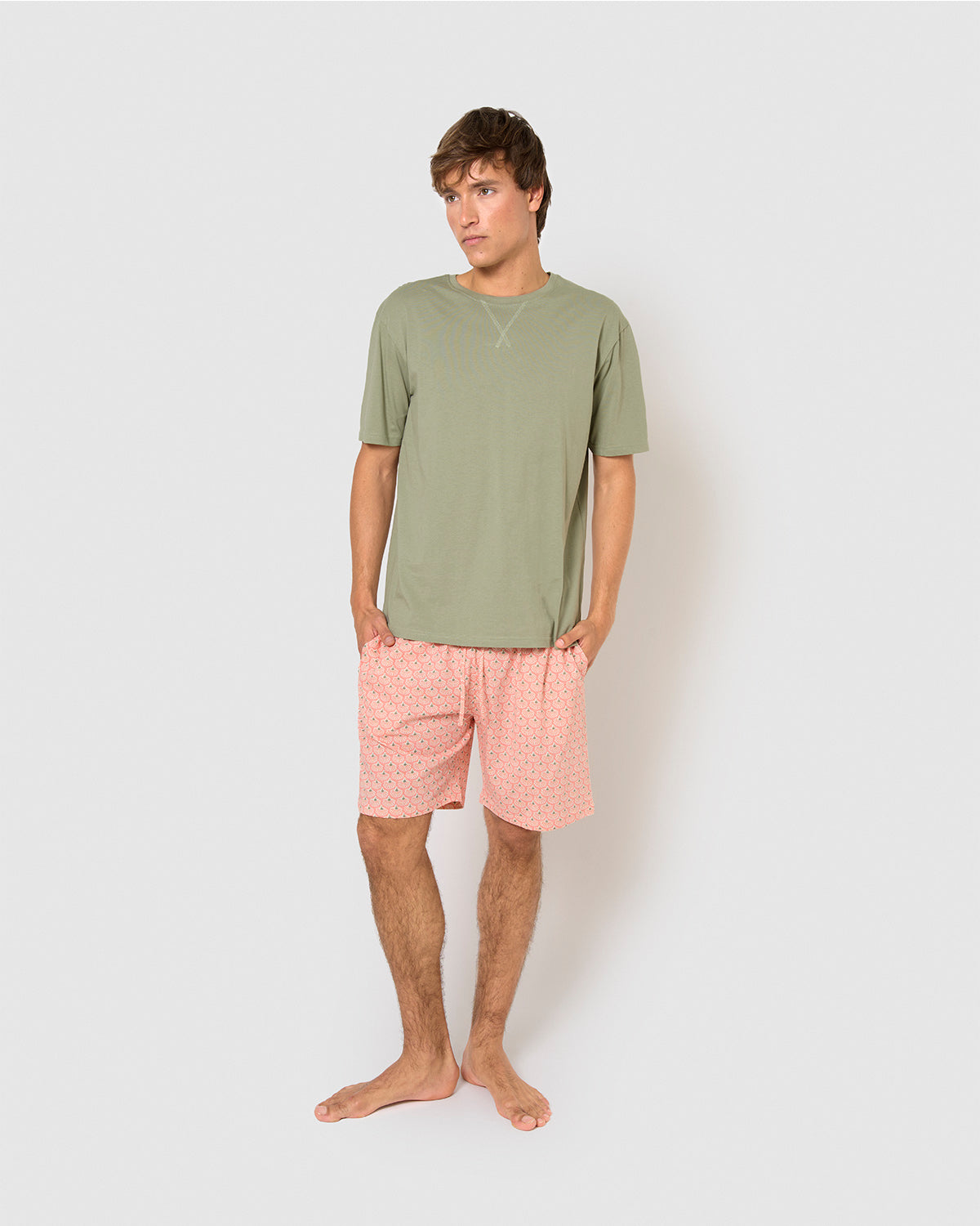 Pijama corto algodón arubi verde cacería