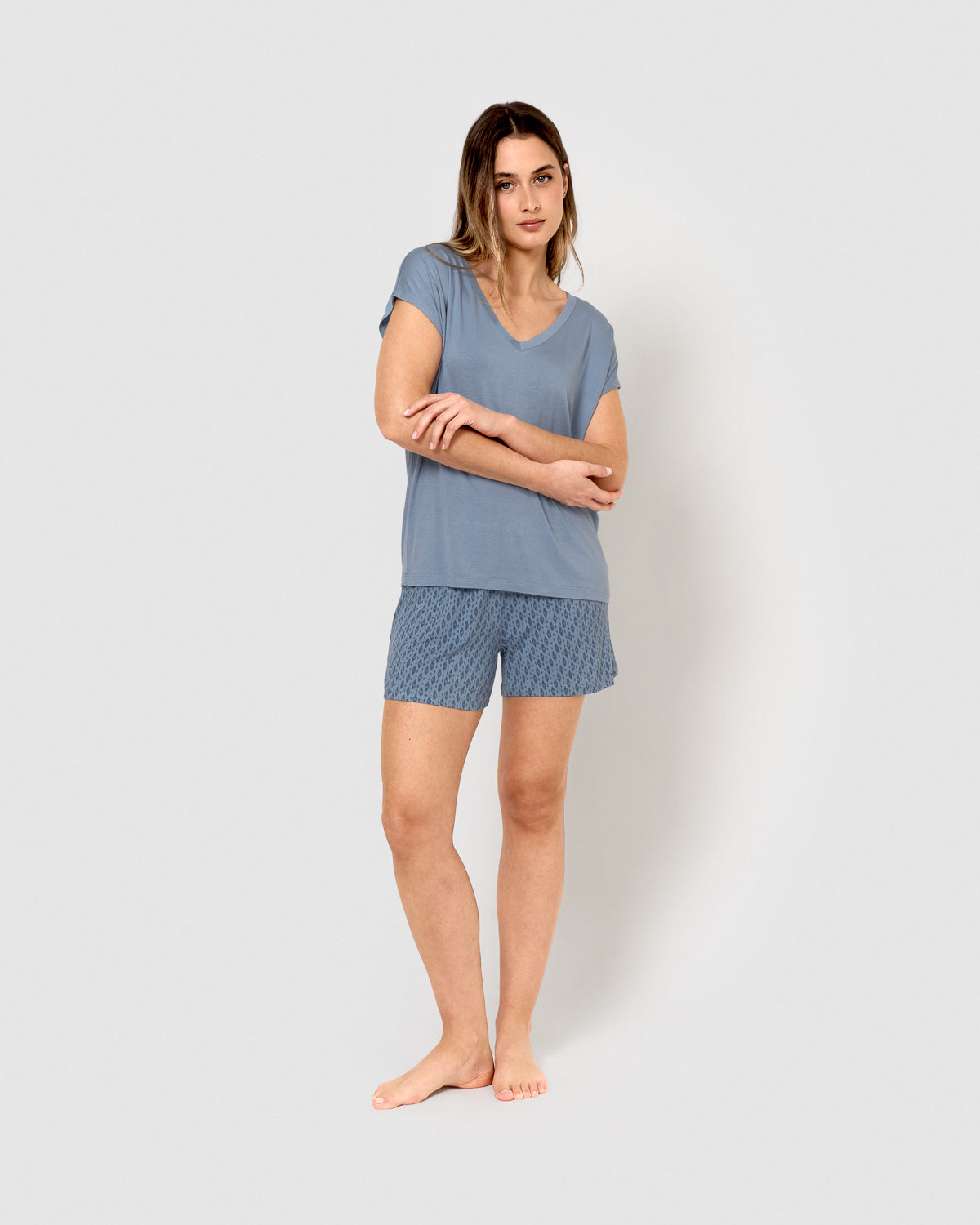 Indigo viscose short pajamas
