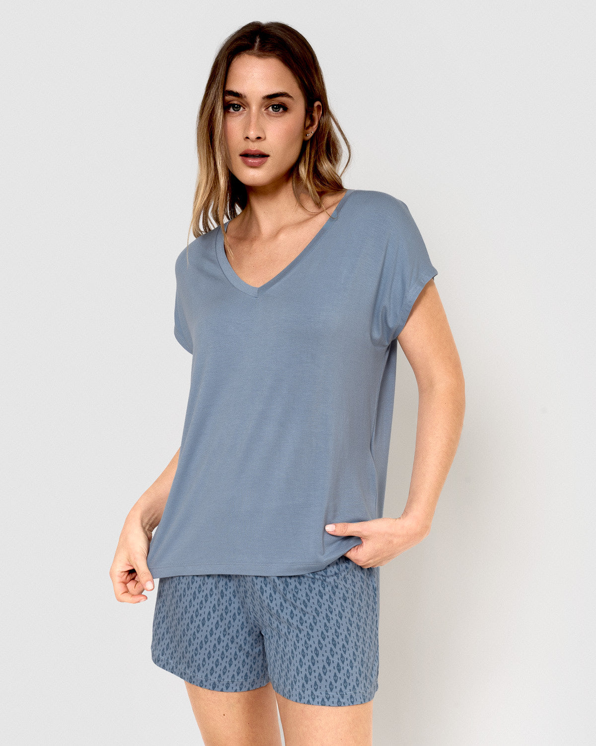 Indigo viscose short pajamas