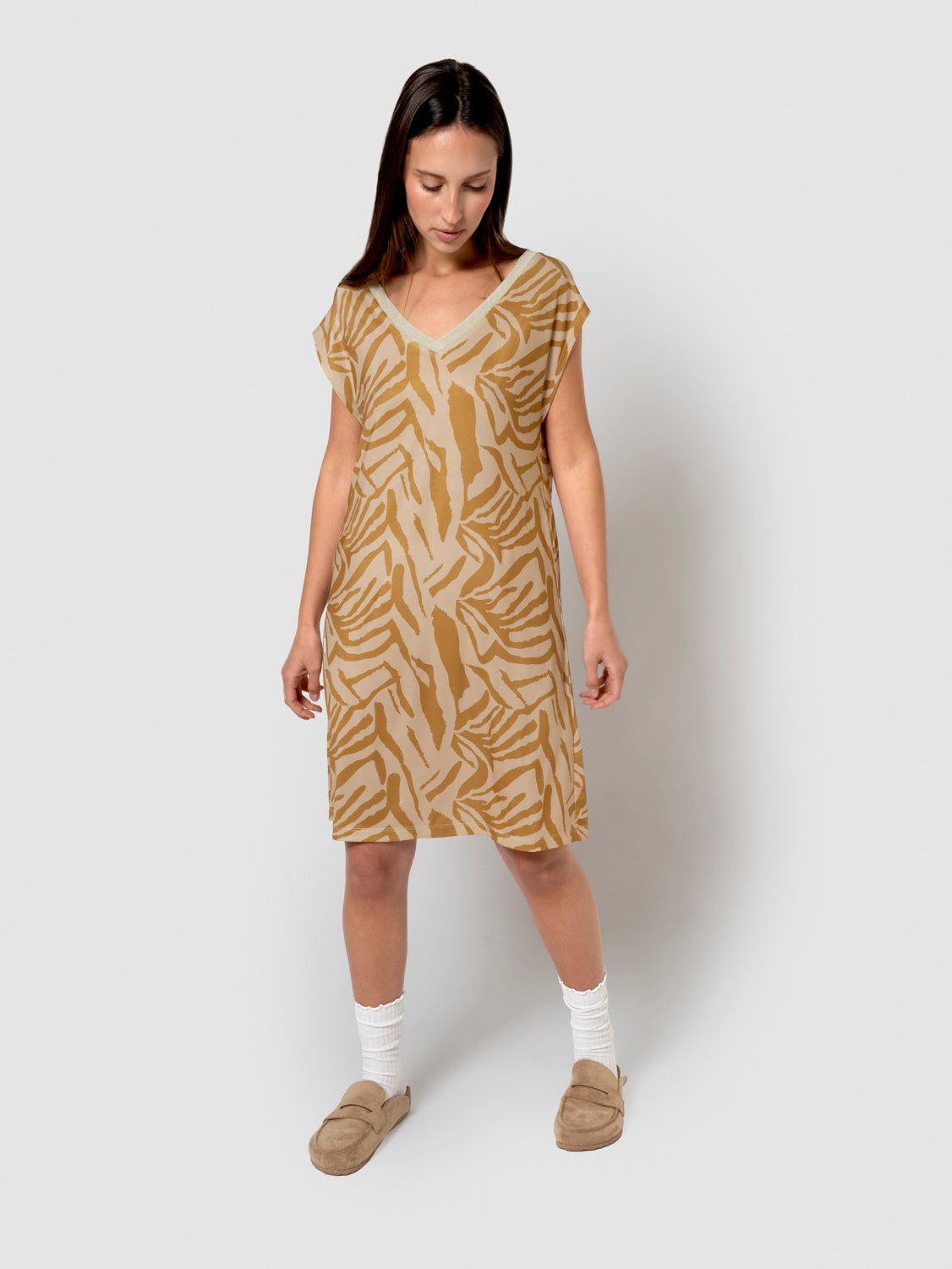 Vestido corto soft indra ocre