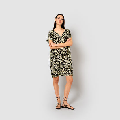 Robe courte Alexis en chambray de viscose noire