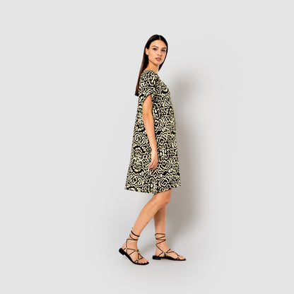 Robe courte Alexis en chambray de viscose noire