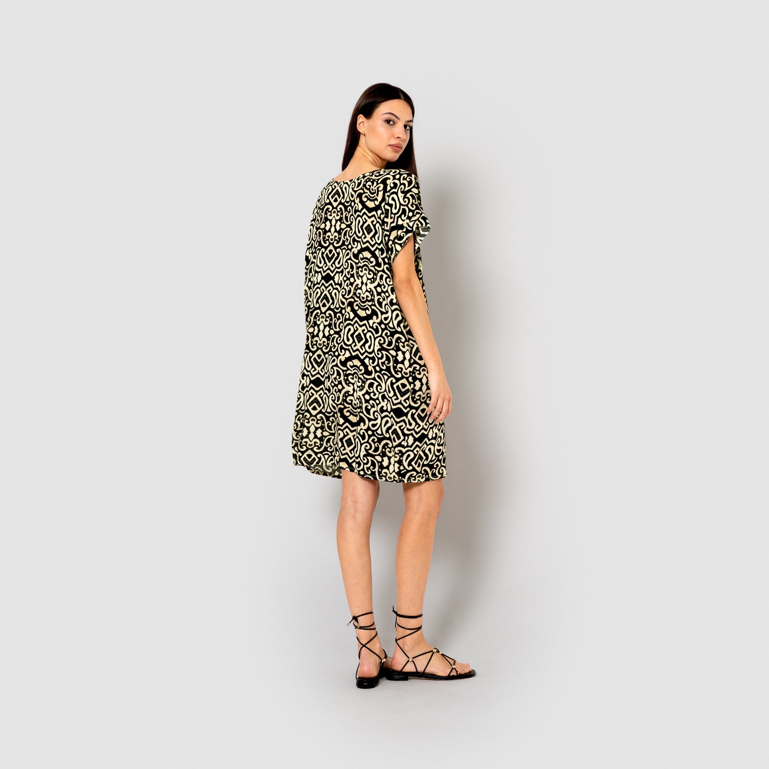 Robe courte Alexis en chambray de viscose noire