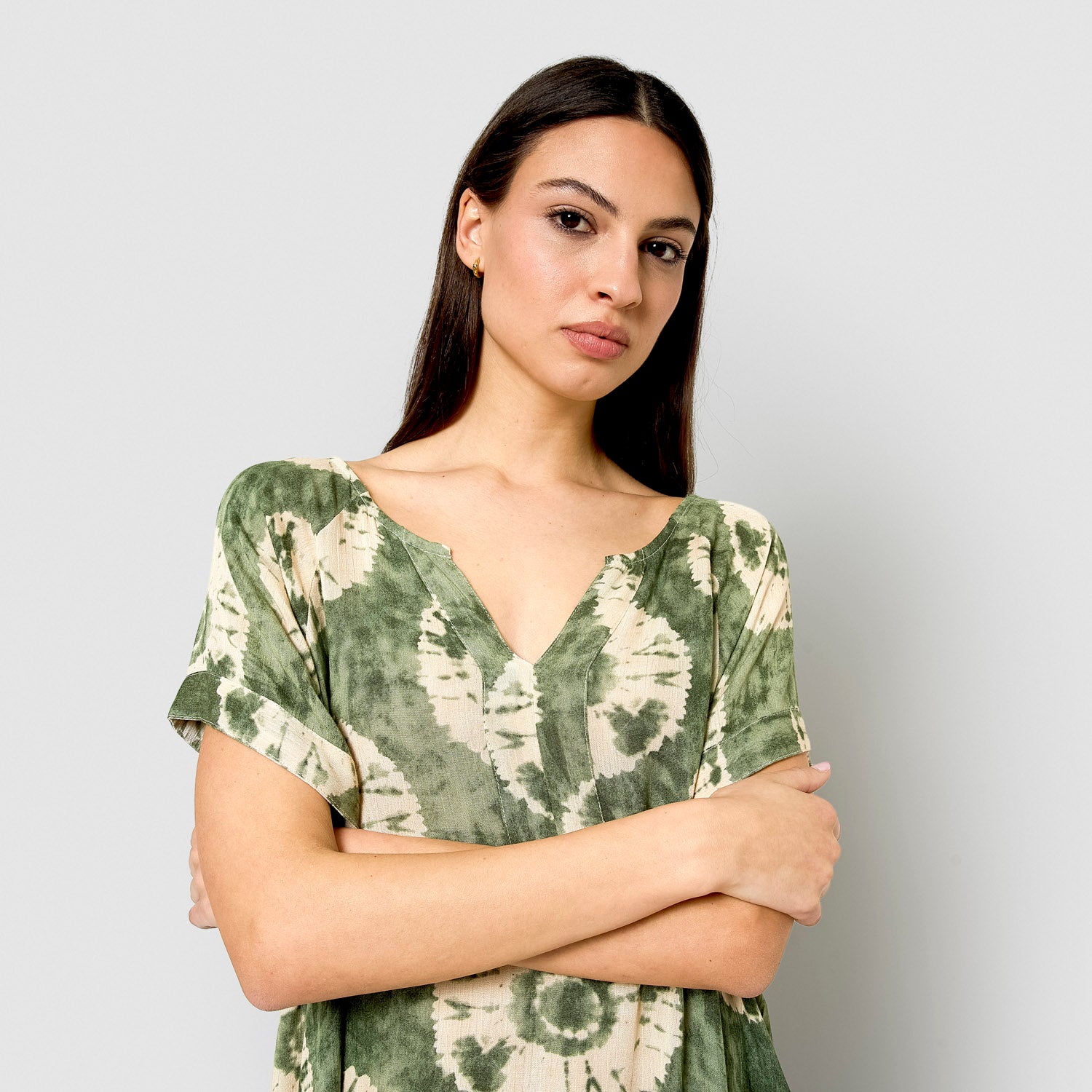 Robe courte en viscose bambula dugan, vert chasse