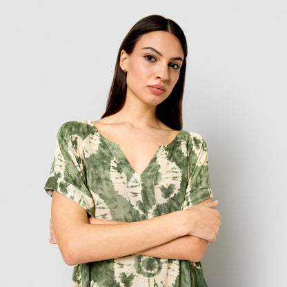 Robe courte en viscose bambula dugan, vert chasse