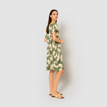 Robe courte en viscose bambula dugan, vert chasse