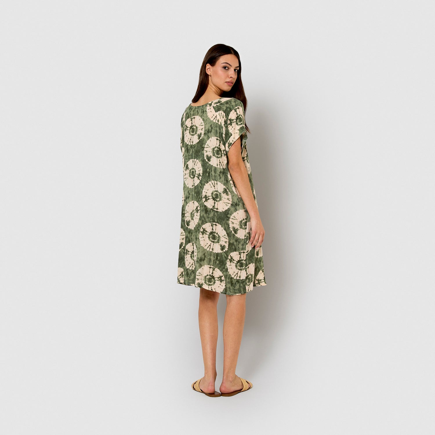 Robe courte en viscose bambula dugan, vert chasse