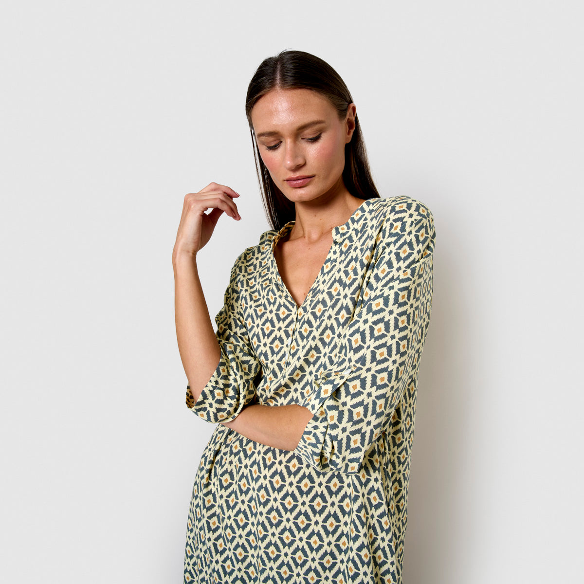 viscose dress, waterloo blue grey