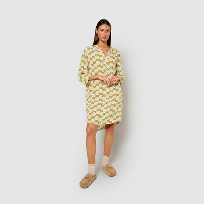 robe en viscose à carreaux vert citron