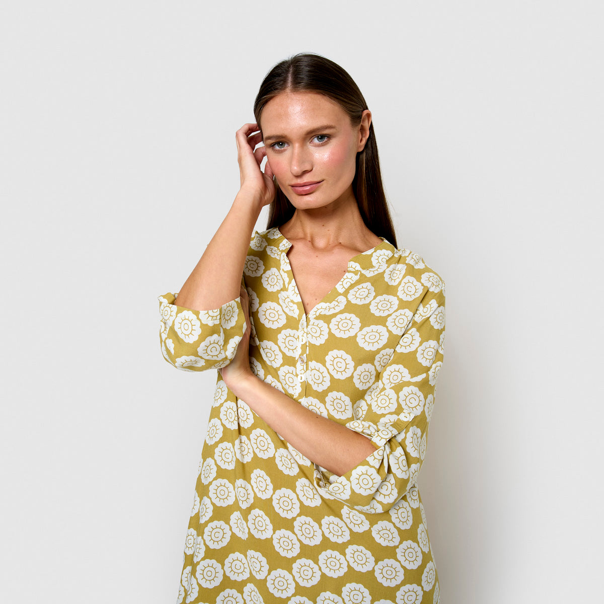 robe en viscose à carreaux vert citron