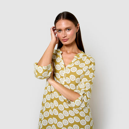 robe en viscose à carreaux vert citron